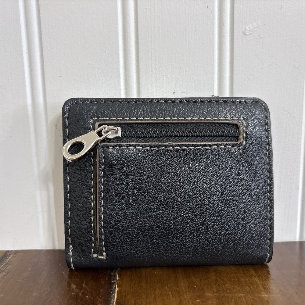 Relic Fossil Bifold Wallet Black Pebbled Faux Leather Coins Compartment Snap - Picture 3 of 7